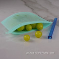 Επαναχρησιμοποιήσιμη τσάντα αποθήκευσης τροφίμων σιλικόνης με φερμουάρ